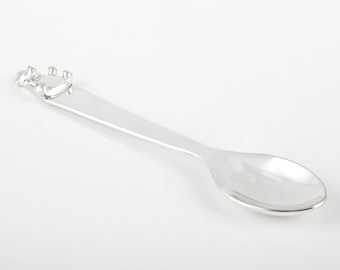 925 Sterling Silver Spoon, Teady Spoon,Free Engraving,Personalized,Gift for new born babies,Baby Keepsake Gift, Baby shower, Valentine Gifts