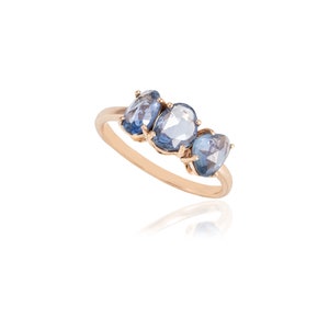 Natural Blue Sapphire Gold Ring, Solid 18K Gold Ring, September Birthstone Ring, Minimalist Ring, Eternity Band, Christmas Gift