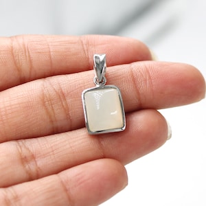 Natural Moonstone Silver Pendant, Solid 925 Sterling Silver, June Birthstone, Bezel Setting, Minimalist Pendant Necklace Gift For Her