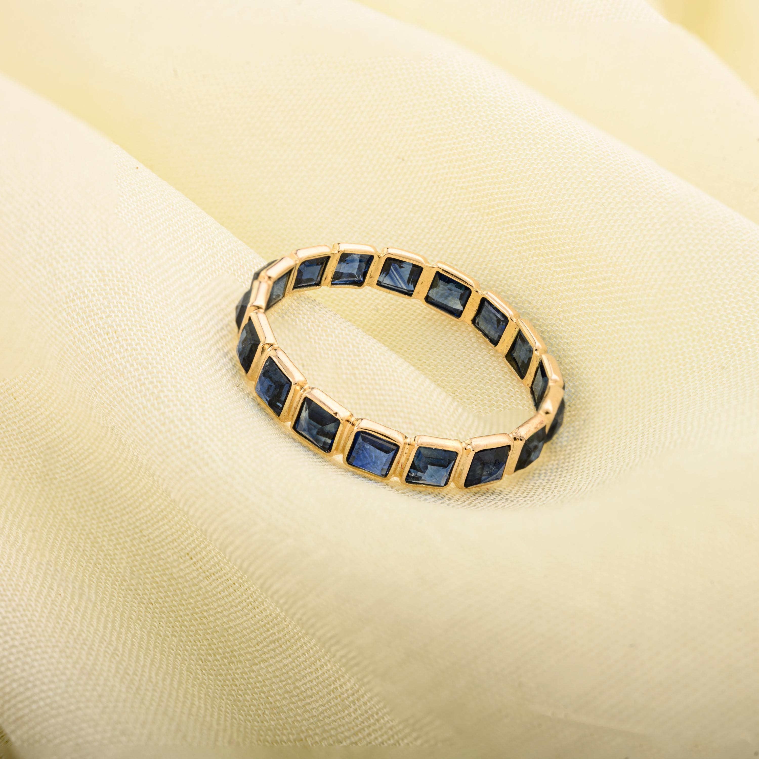 ブルーサファイアのエタニティリング、14金製結婚指輪 - Etsy 日本