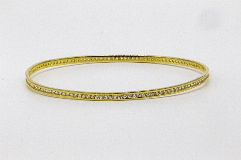 18K Yellow Gold Plating,Cubic Zirconia Bangle, 925 Sterling Silver Bangle,Bangle Bracelet,Hand Charm,Bling Jewellery,American Gifts good For Mom