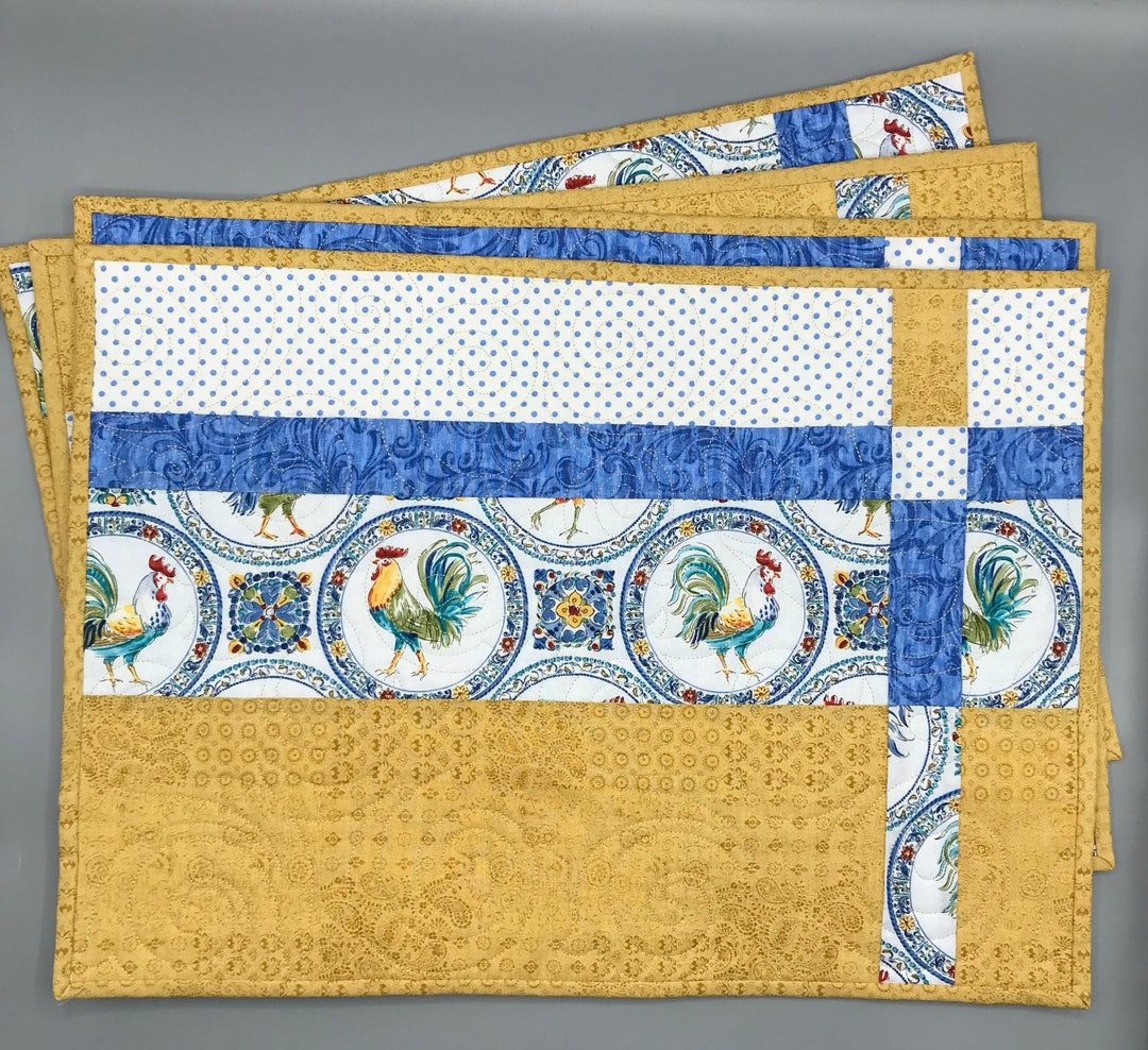 4 Quilted, Reversible, Placemats Etsy
