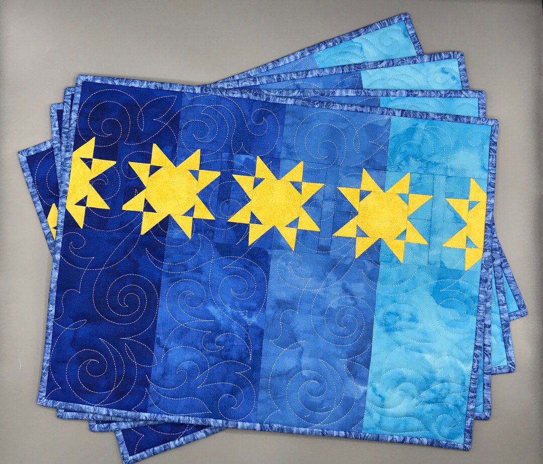 4 Quilted, Reversible, Placemats Etsy