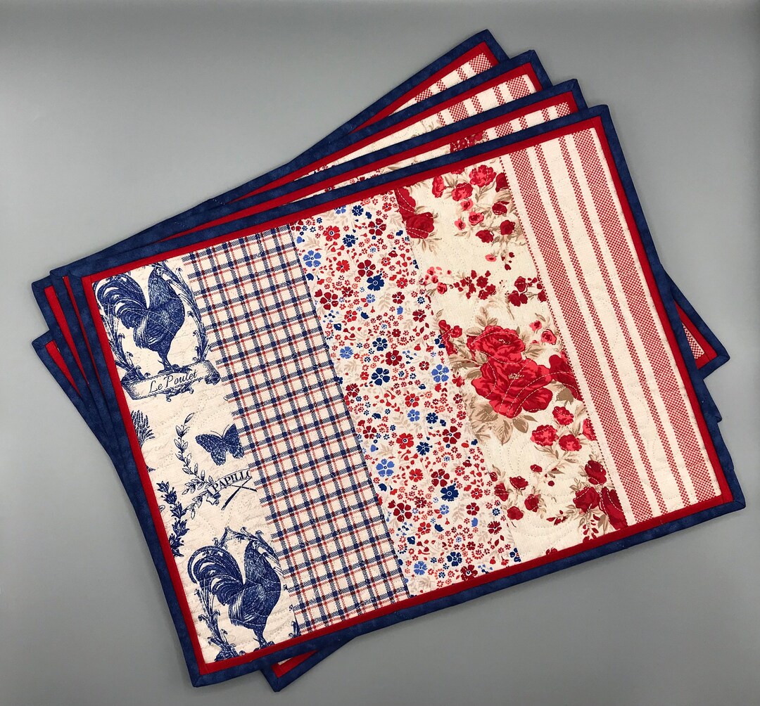 4 Quilted, Reversible, Placemats Etsy