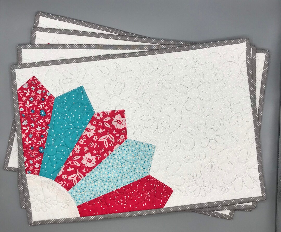 4 Quilted Reversible Placemats Etsy