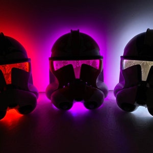 Clone Trooper helmet LED Wall Art from Star Wars the Clone Wars (wireless) with customizable Lithophane visor - The Art Dart Shop