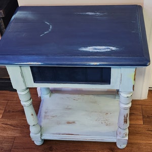 Repurposed Beachy, Distressed  Side Table Solid Wood