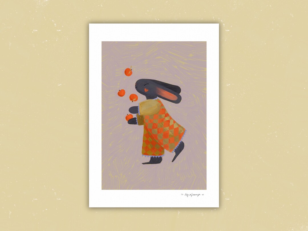 Juggling Bunny A4 Signed Art Print - Etsy