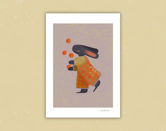 Juggling Bunny | A4 signed art print