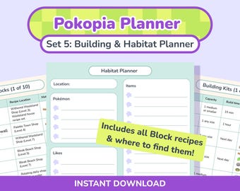 Pokopia Planner: Building Planner | Block Recipes | Goodnotes Template | Printable (PDF)