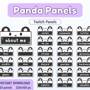 25 paneles de twitch / panda / estética kawaii