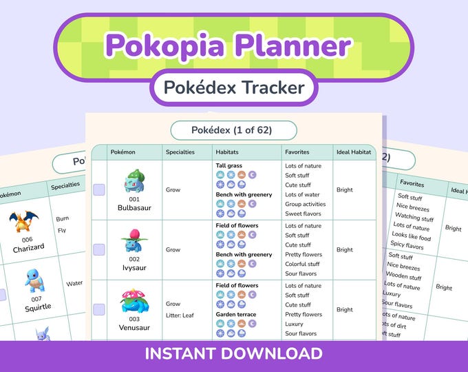 Pokopia Checklist.pdf Pokopia Planner: Pokédex Tracker | Goodnotes Template | Printable (PDF ...