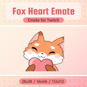Twitch Emote | Cute Fox with Heart | Friendly Chat
