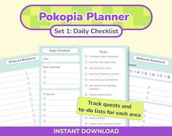 Pokopia Planner: Daily Checklists & Regions Guide | Goodnotes Template | Printable (PDF)