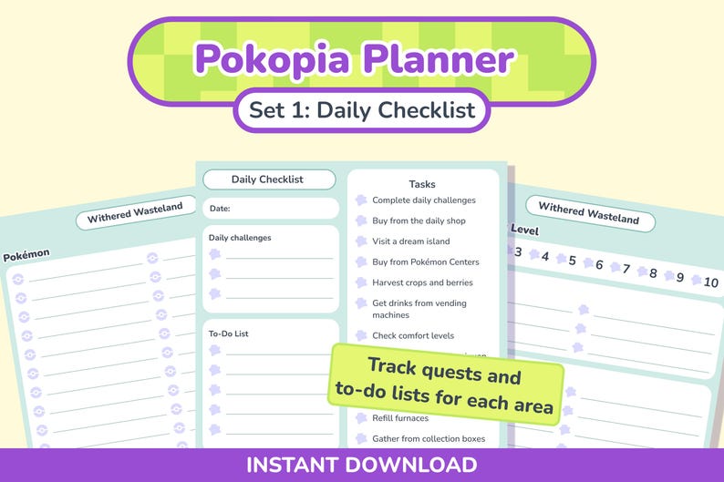 Pokopia Checklist.pdf Pokopia Planner: Daily Checklists & Regions Guide | Goodnotes Template ...