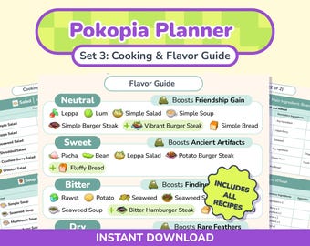 Pokopia Planner: Cooking and Flavor Guide | Goodnotes Template | Printable (PDF)