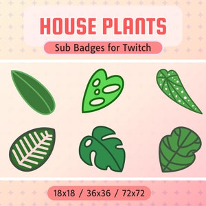 6 Twitch Sub Badges | House Plants | Bit Badges | Streamer | Plant Mom Aesthetic