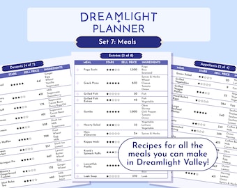 Dreamlight Valley Planner - Set 7 Meals | Recipes Guide | Goodnotes Template | Printable