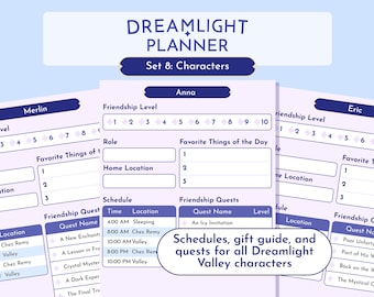 Dreamlight Valley Planner - Set 8 Characters | Leveling + Gifts Guide | Goodnotes Template | Printable