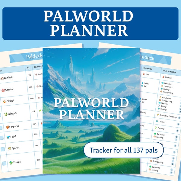 Palworld Planner - Paldeck Entry Guide | Goodnotes Template | Printable