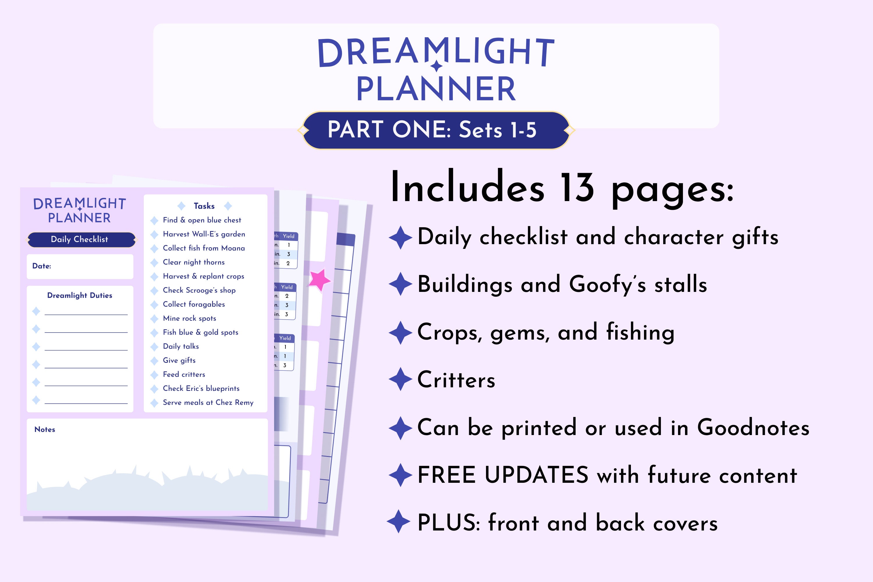 Dreamlight Valley Planner Sets 15 Guide Tracker Base Game Only