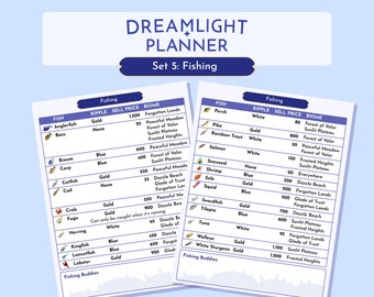 Dreamlight Valley Planner - Set 5 Fishing Guide Tracker | Goodnotes Template | Printable