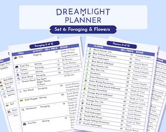 Dreamlight Valley Planner - Set 6 Foraging & Flowers Tracker | Goodnotes Template | Printable