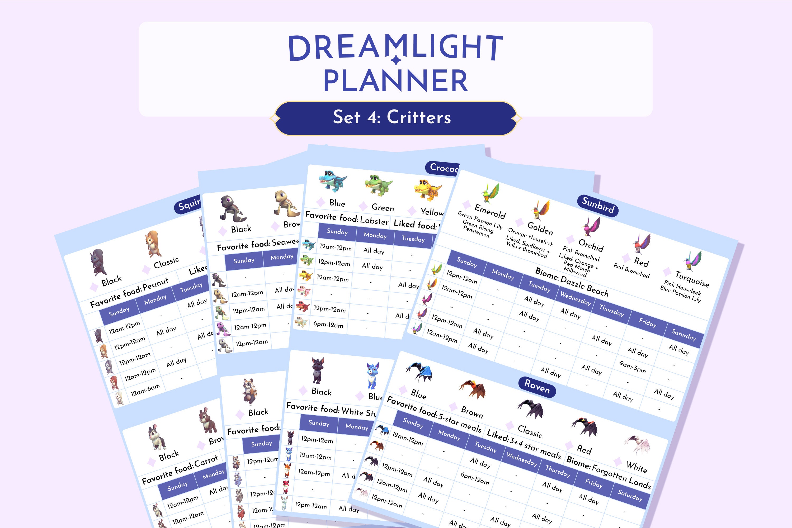 Dreamlight Valley Planner Set 4 Critters Companions Guide Etsy Sweden