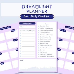 Dreamlight Valley Planner - Set 1 Daily Checklist and Gift Guide Tracker for iPad, Tablet, Goodnotes, Printable