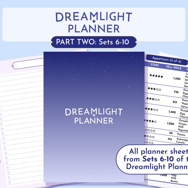 Dreamlight Valley Planner - Sets 6-10 Guide Tracker | Base game only | Goodnotes Template | Printable