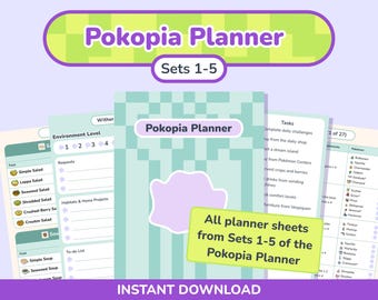 Pokopia Planner: Sets 1-5 Trackers | Goodnotes Template | Printable (PDF)