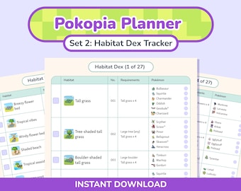 Pokopia Planner: Habitat Dex | Goodnotes Template | Printable (PDF)