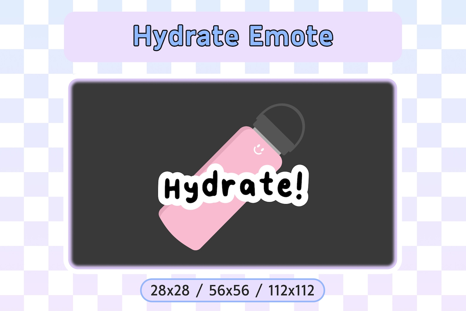 Twitch Emote Hydrate Pink Water Bottle Streamer Discord | Etsy
