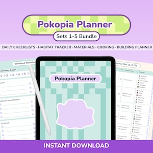 Pokopia Planner: Sets 1-5 Trackers | Goodnotes Template | Printable (PDF)