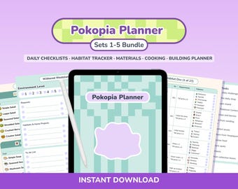 Pokopia Planner: Sets 1-5 Trackers | Goodnotes Template | Printable (PDF)