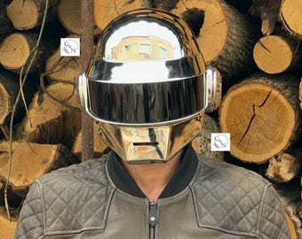 Thomas Bangalter Helmet, Electronic helmet, Futuristic helmet, Chrome helmet, Robot helmet, Music helmet, Dj helmet, Cosplay helmet.