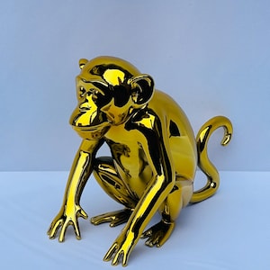 Handmade Gold Monkey Figurine: Chinese Zodiac Home Decor