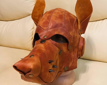 Handgemaakt leren wolvenmasker: aanpasbaar cosplaykostuum