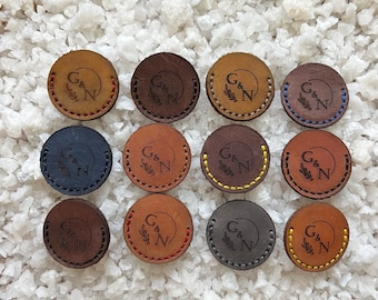 Estuche para monedas de piel de plena flor hecho a mano: 32 mm de diámetro