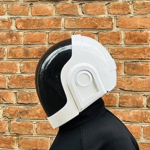 Handmade Daft Punk Guy-Manuel Helmet: White Cosplay Headgear