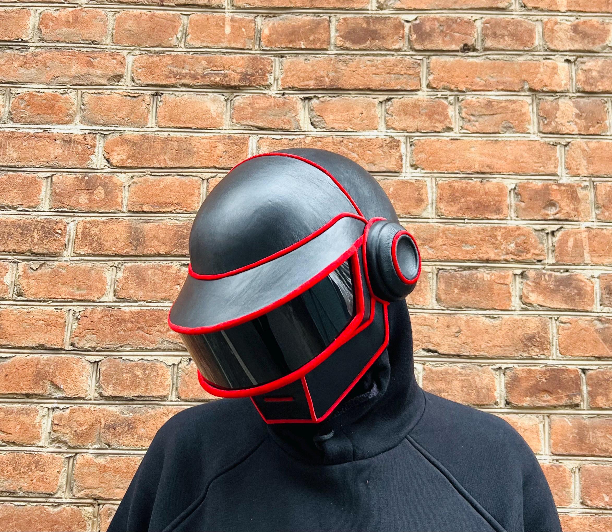 Daft Punk Thomas Cosplay Helmet: Handmade Black Music Helmet