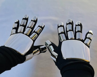 Handmade Daft Punk Thomas Chrome Gloves: Cosplay Costume Accessory