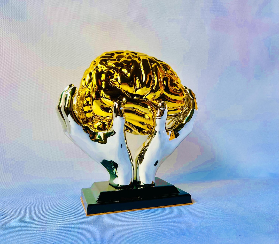 Handcrafted Gold Chrome Brain Sculpture: Exclusive Home Decor - Etsy