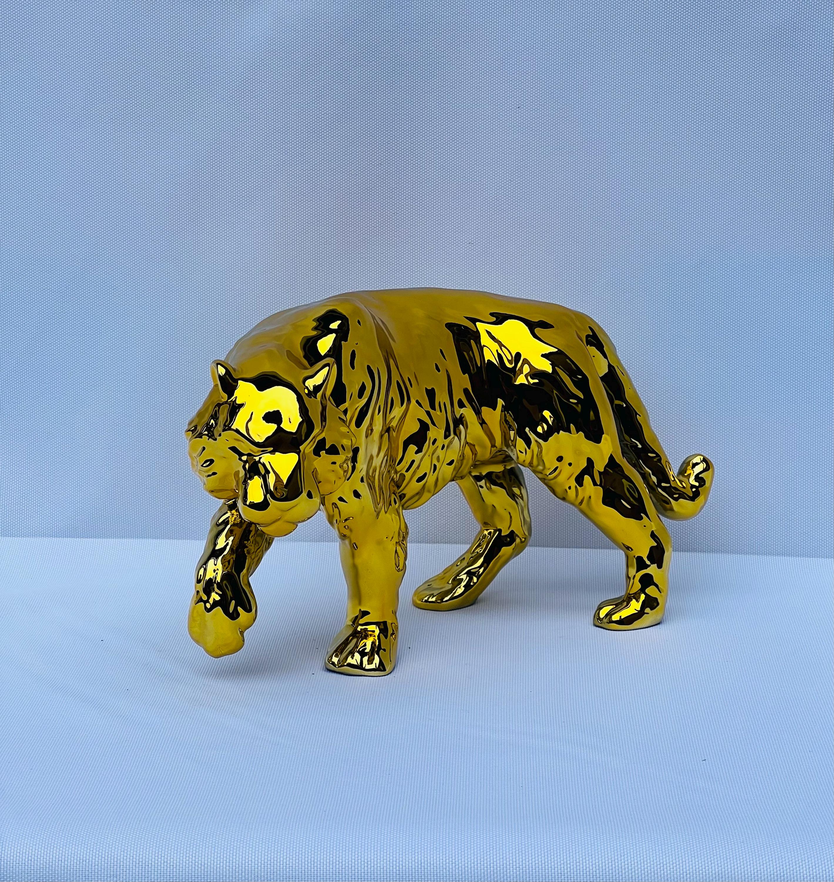 手作りのクロームメッキの金色の虎の置物：中国の十二支の装飾 - Etsy 日本