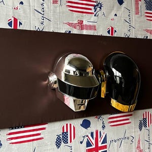 Daft Punk Helmet Wall Art: Chrome Thomas & Guy-Manuel Set