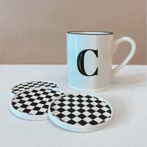Checkered Coaster Coffee Home Decor Coffee Table Modern Checkerd Pattern Home Decor Coaster Functional Coffee Lovers Gift