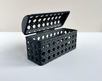 Rattan-Inspired Desk Organizer Minimalist Office Storage Simple Pen Holder Gift for Coworker Desk Decor Organizer chest design desk decor