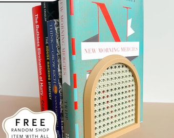 bookends rattan decorative arches bookshelf decor buchstutze book rack home book storage mid century modern bookend bookcase serre-livres