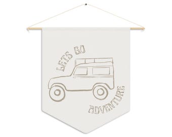 Dekoracja ścienna do pokoju dziecięcego w stylu przygodowym, chorągiewka, gobelin w stylu boho adventure, neutralna dekoracja ścienna, baner, zawieszka ścienna, prezent