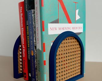book end rattan decorative arches bookshelf decor book rack home book storage mid century modern bookend bookcase boho book lover gift decor